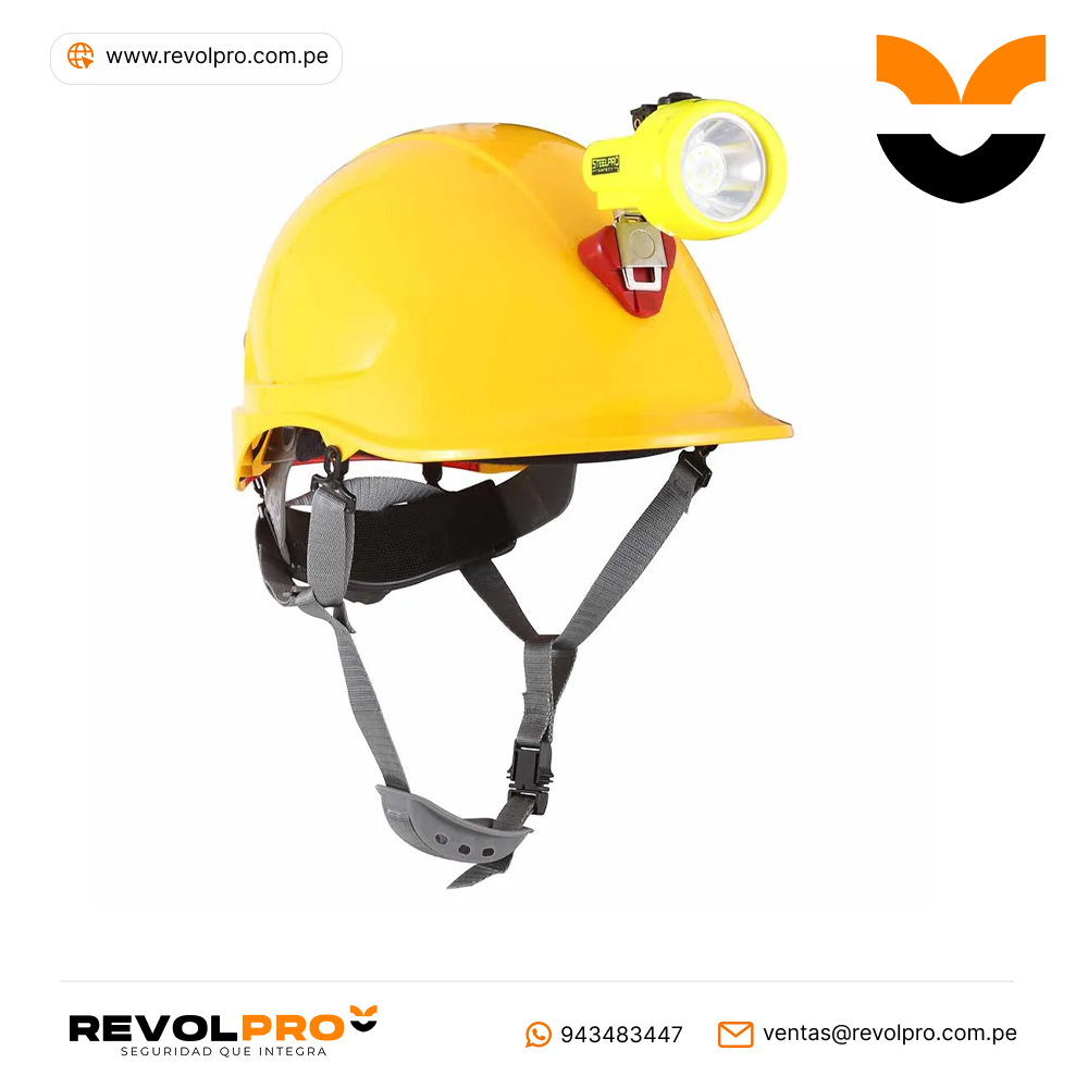 Casco ABS MTA Amarillo con Portalampara Full Steelpro
