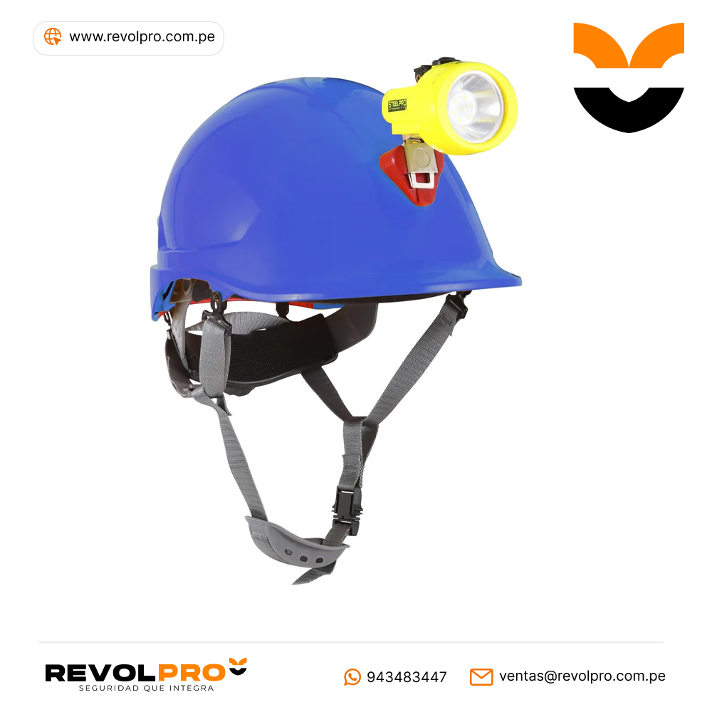 Casco ABS MTA Azul con Portalampara Full Steelpro
