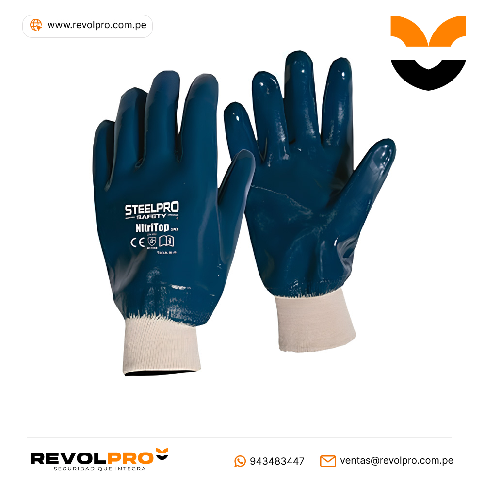 Guante Nitrilo Liso Puño Tejido Steelpro