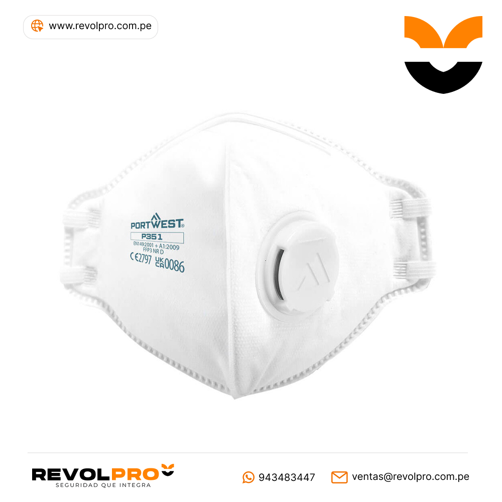 Mascarilla Dolomite plegable con valvula P351 Portwest